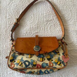 Dooney & Bourke Tan Leather Bee Print Shoulder Bag